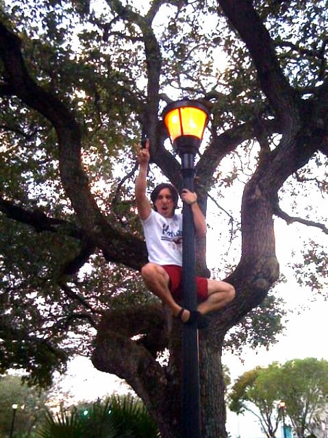 Steffan likes to climb things in his Sprint FiveFingers