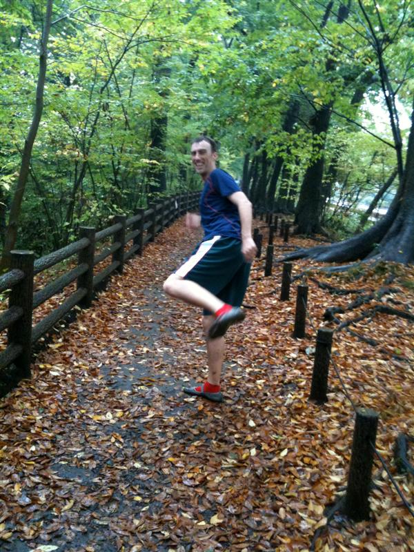 Alex does the Vibram Five Fingers kick on a wooded trail outside Tokyo!