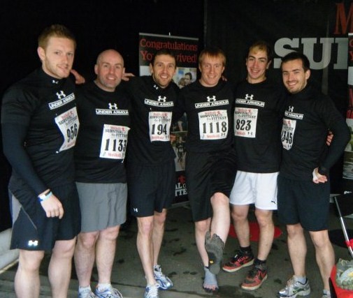 Allan is pictured here alongside his team before the "Survival of the Fittest" 10K race through Edinburgh, Scotland.