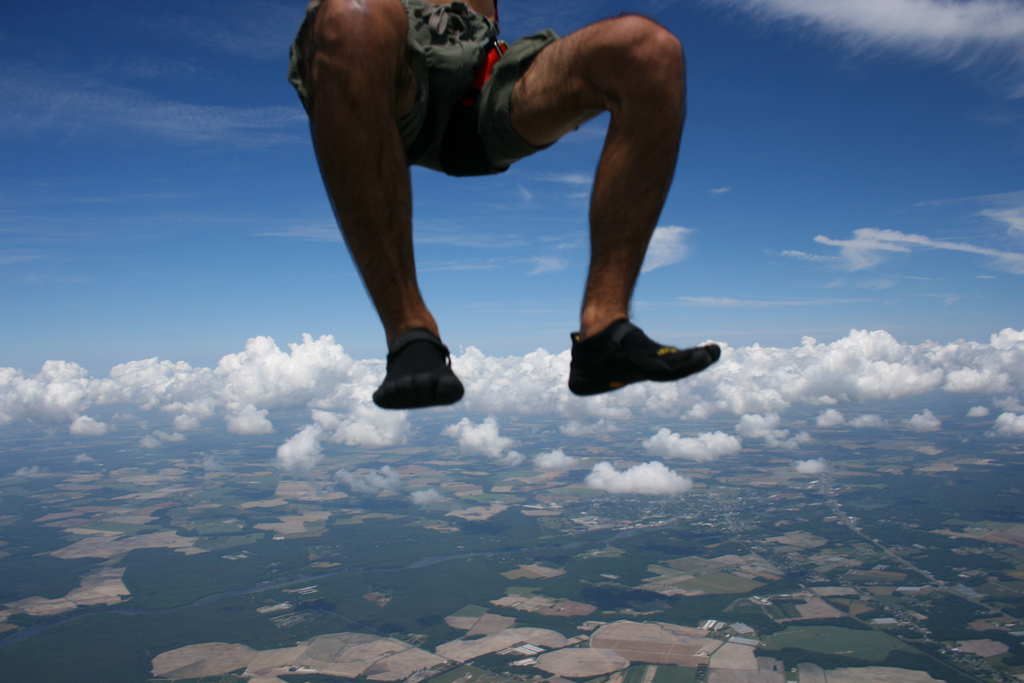 SkyDiving in Vibram Five Finger KSOs - walking on clouds