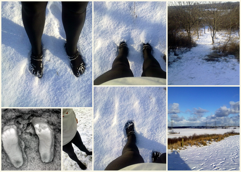 Dave went on a couple recent snow runs in the countryside of the United Kingdom in his black KSO Vibram Five Fingers.