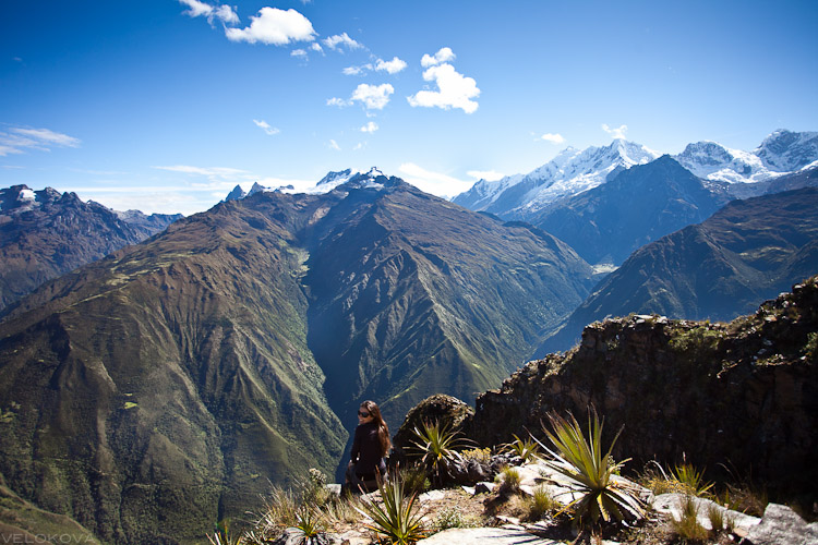 A photo of Leah mid-adventure trekking through the Andes mountains in Peru — wearing her FiveFingers Sprints.