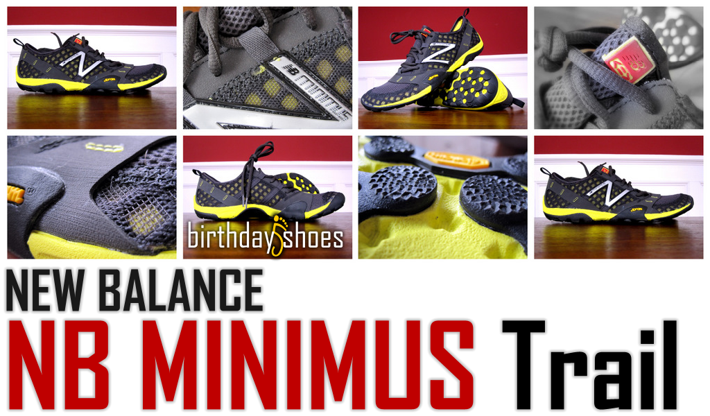The New Balance Minimus Trail in black (or very dark grey) and neon yellow.
