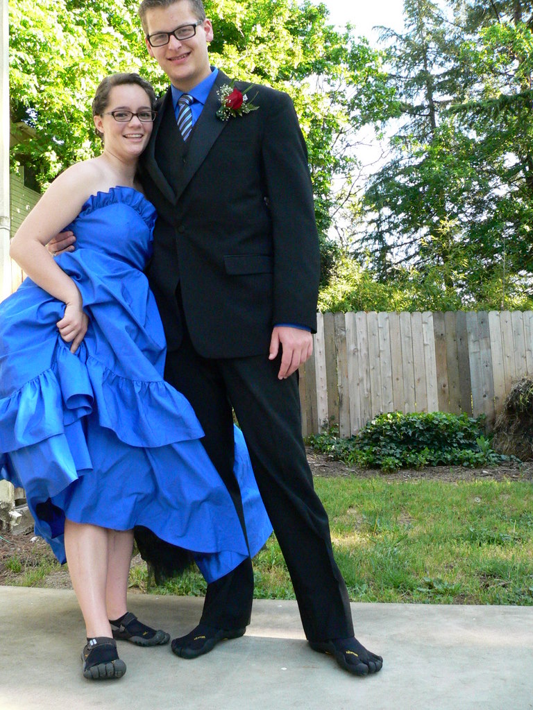 Spencer and Jana show off their choice of Senior Prom footwear--toe shoes!