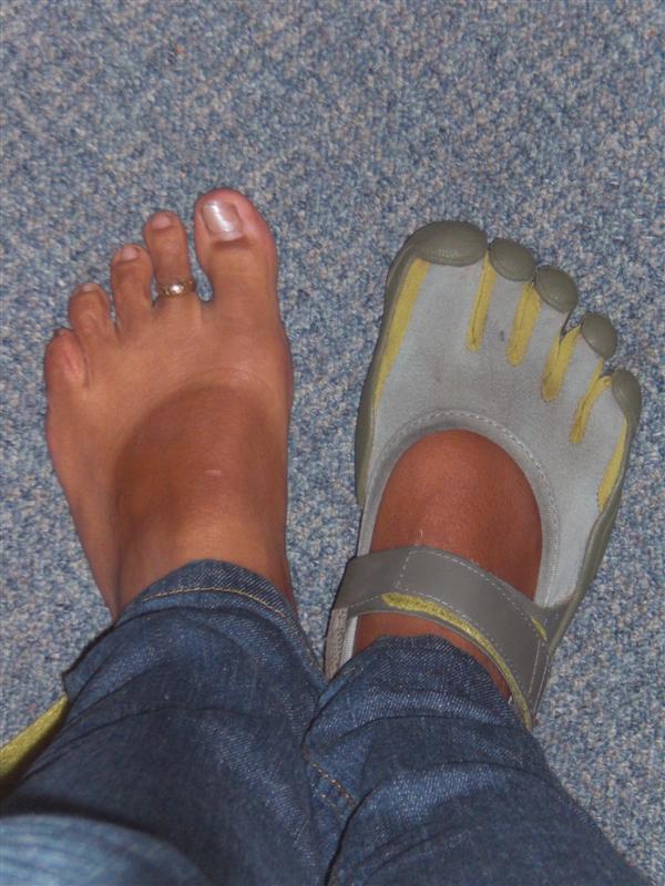 Shivella shows off her FiveFingers Sprint tan lines — an inevitable result of Shivella considering her VFFs her favorite shoes of all time.