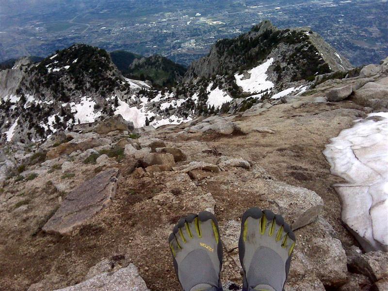 The view from 11,000 feet off of Lone Peak in the Wasatch Mountains of northern Utah a la Travis' KSO FiveFingers.