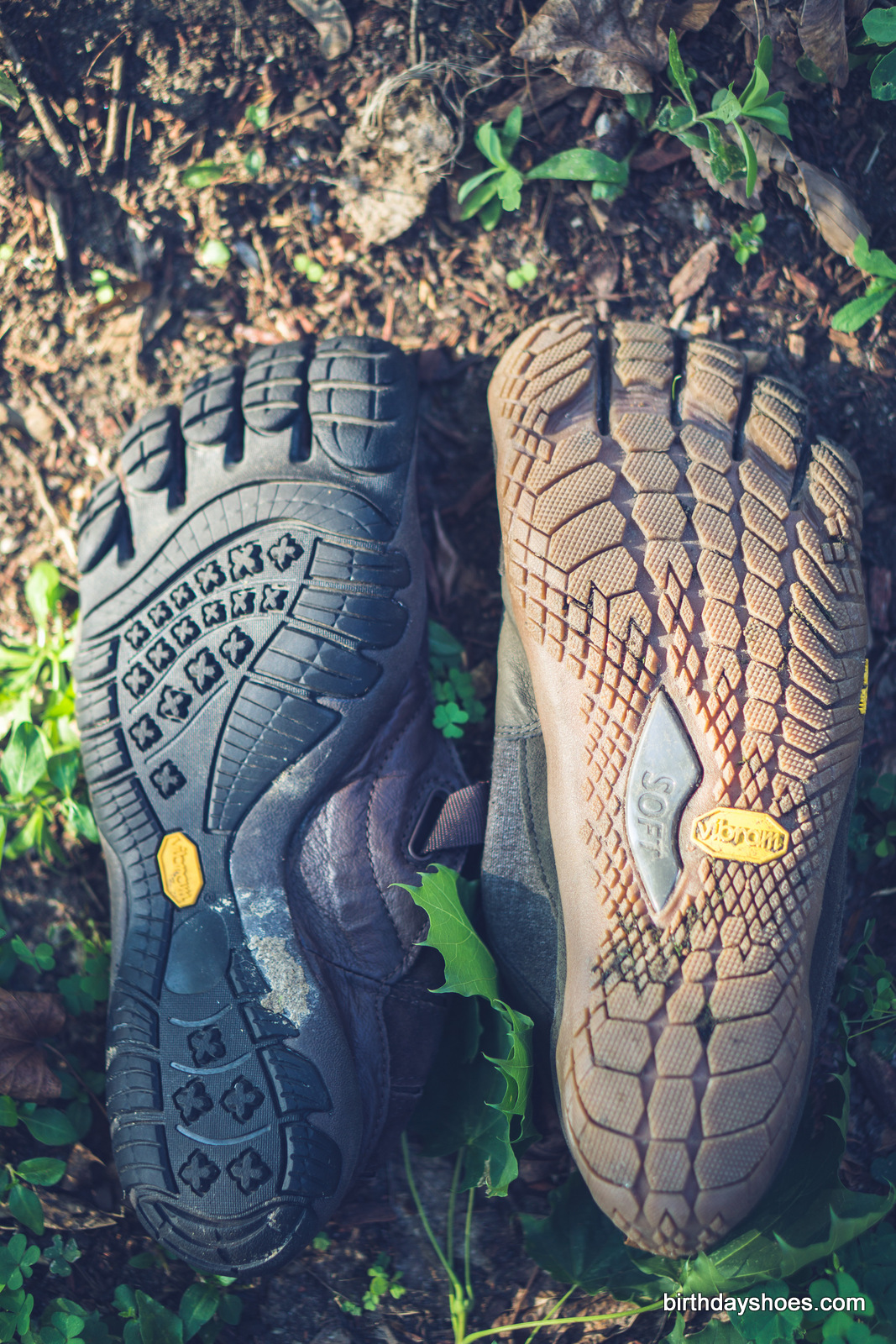 A side-by-side comparison of the soles of the old KSO Trek (left) and the new Trek Ascent LR (right). Note the more aggressive sole design in the Trek Ascent