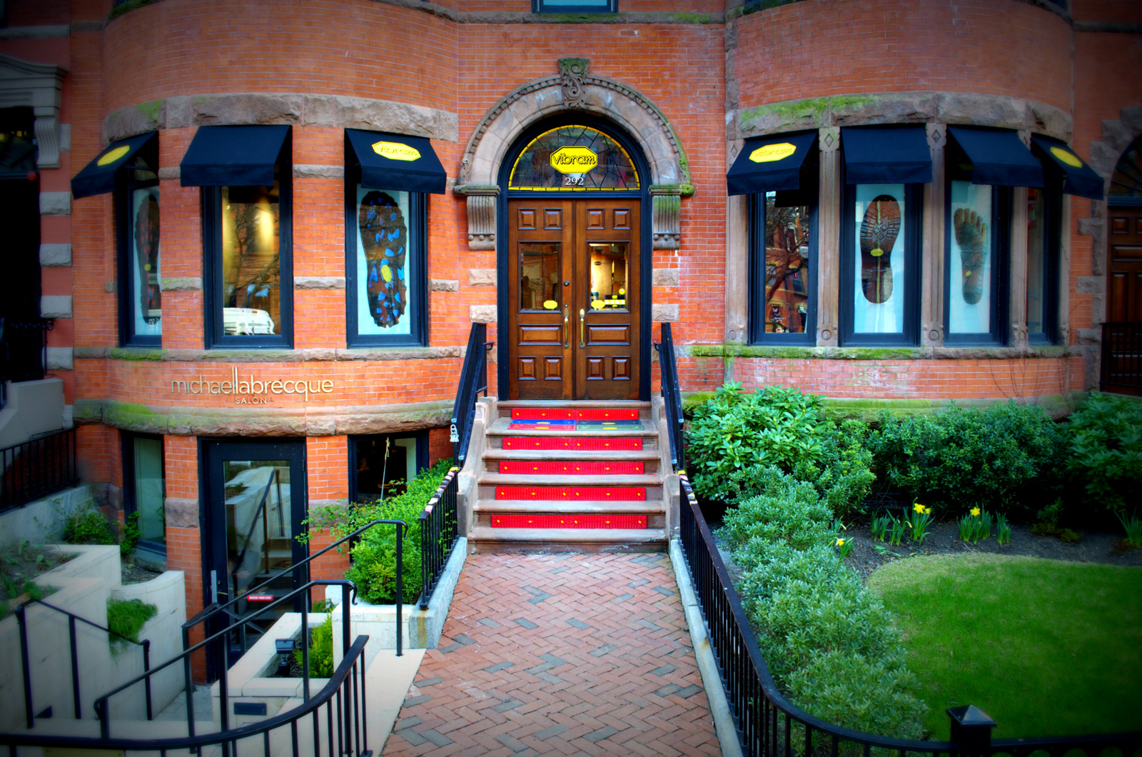 The view from the front of the first Vibram retail store in the United States-located on Newbury Street in Boston, Massachusetts.