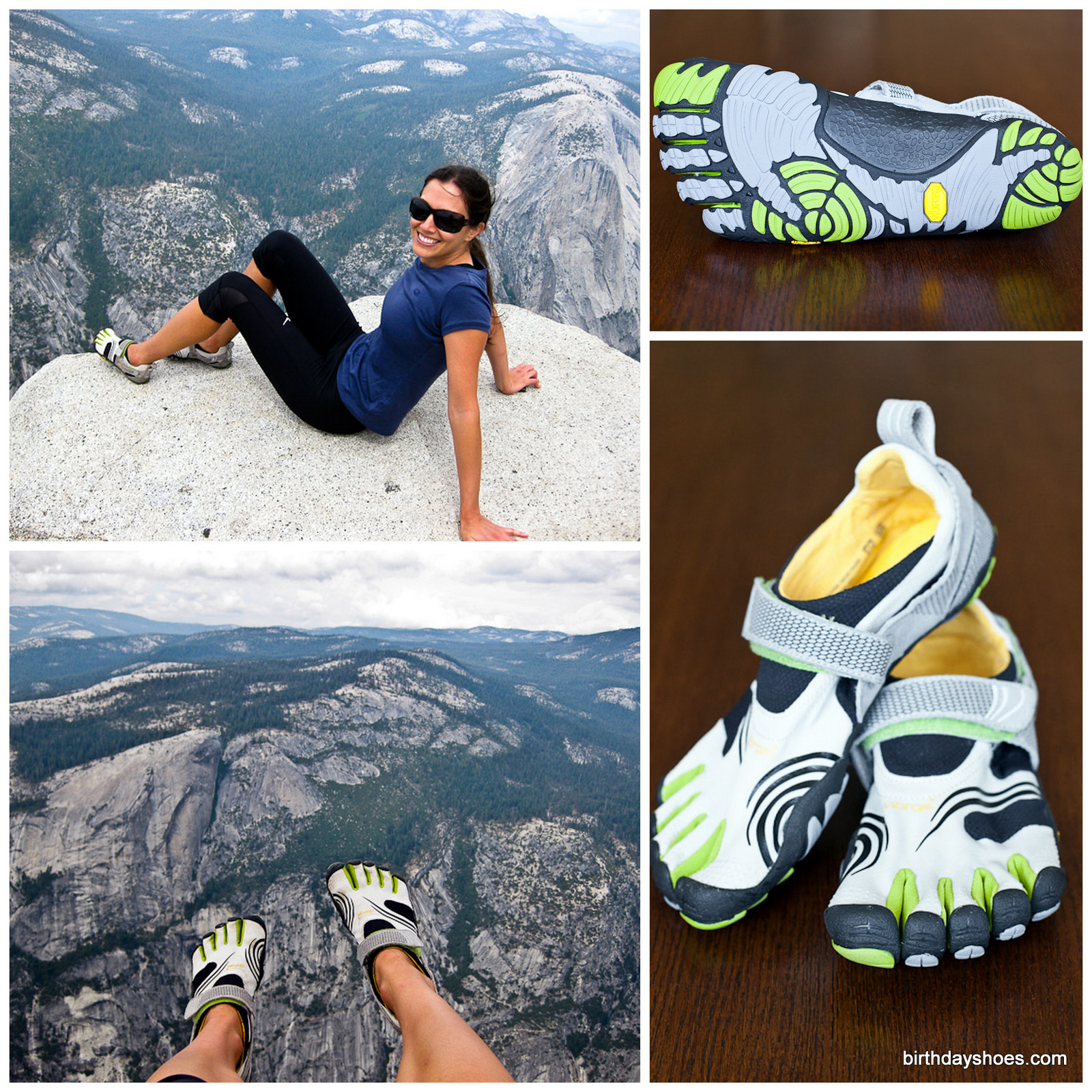 Leah sits atop Yosemite's Half Dome after a 17 mile day hike. She wore Vibram FiveFingers KomodoSports for the trip.