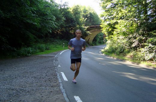 Edward on a training run through the German countryside wearing his Nike Air Zoom Streak XC 2 racing flats.
