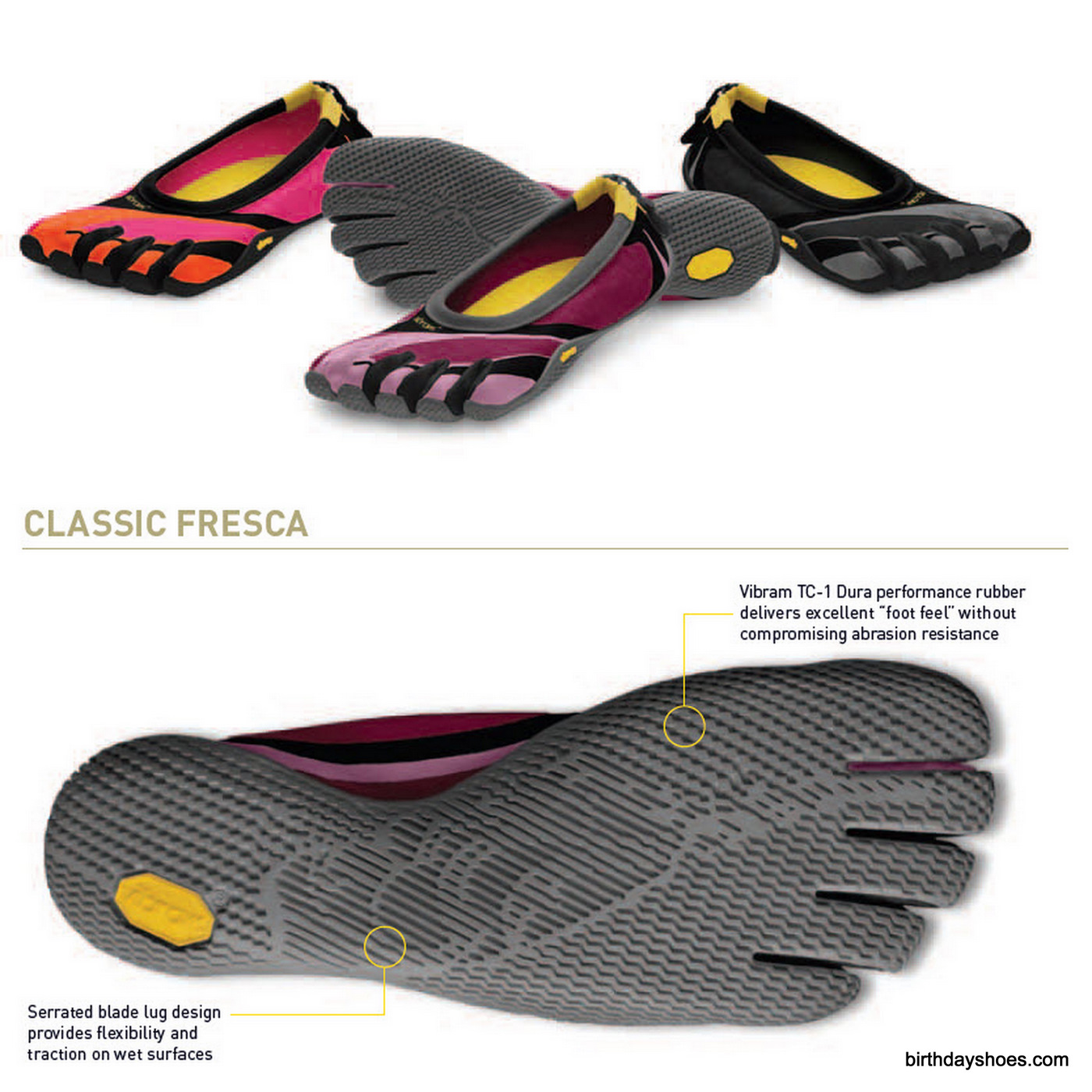 The FiveFingers Classic Fresca is a refresh of the original Classic FiveFingers model with a new sole - for women only.