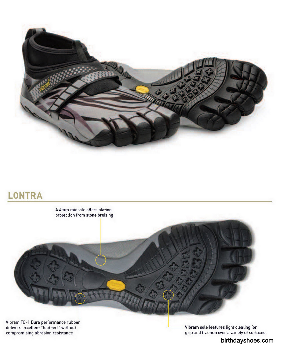 The FiveFingers Lontra features a Trek sole for traction and insulation against the cold.