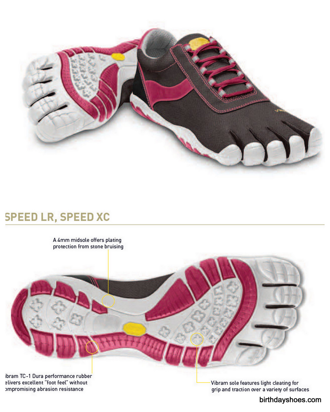 Above is a women's colorway of the Speed XC and information about the sole of the Speed XC and LR, which is built on the Trek platform.