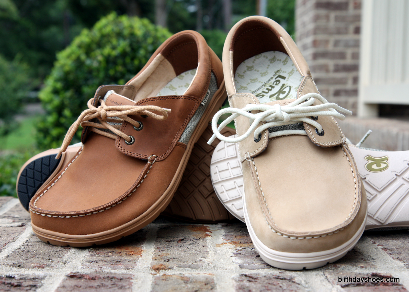 The Lems Mariner boat shoes come in two colorways.  On the left are the Mariners seen in the 