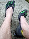 Vibram Five Fingers Classics in Castlerock Grey and Green post-strap removal modfication