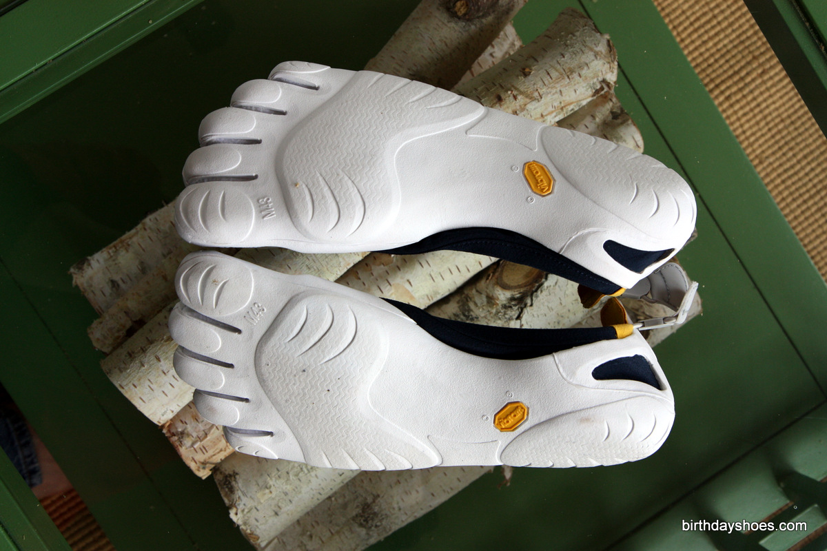 There have been a number of white-soled Classic FiveFingers through the ages though none have made it to the U.S. to date.  Though the sole will show dirt (on the bottoms mostly) with wear, they still look fantastic.