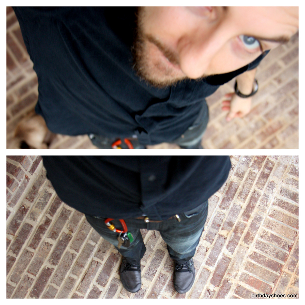 An attempt at a DSLR self-portrait wearing the New Balance Minimus Trail MT10s with jeans.